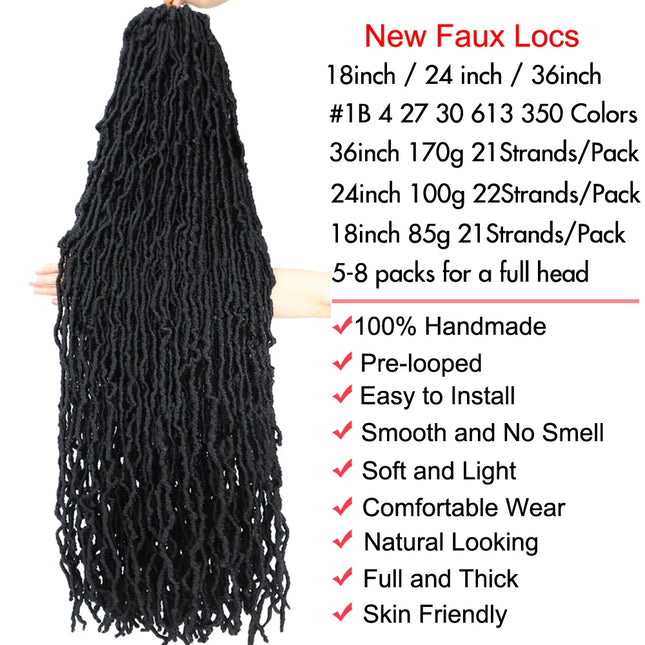 36 inch New Soft Locs Crochet Hair 18 24 inch Faux Locs Braids for Butterfly Dreadlocks Crochet Braid Hair Synthetic Locs Hair