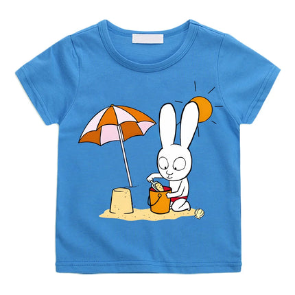 Simon Summer Holiday Kids T-shirt 2026 NEW Simon Super Rabbit Children's Cartoon T-shirts 100% Cotton Cartoon Boys/girls T Shirt