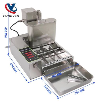 Donut Maker Commercial Stainless Steel Fryer 4 Rows Automatic Counting System Pastries & Baking Electric Ball Shape Cake Donuts