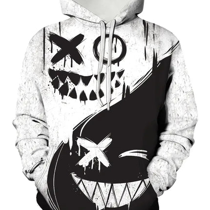 Men's Creative Smiling Face Pattern Printed Hoodie Fashionable Men's Trendy Hoodie Casual Design Hoodie With Pocket Streetwear