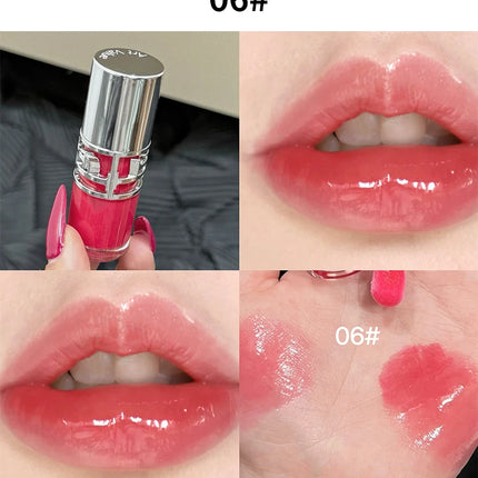 Flowing mirror lip gloss, waterproof and long-lasting luster, non stick to the cup, silky texture, natural makeup effect