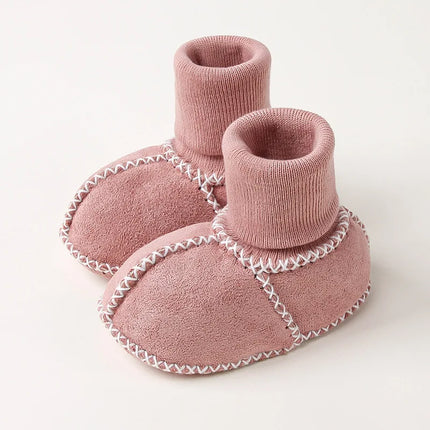 Baby Suede Leather Thick Shoes Infants Winter Plush Warm Booties Fur Girls Booties Unisex Sheepskin Kids Boy Floor First Walkers