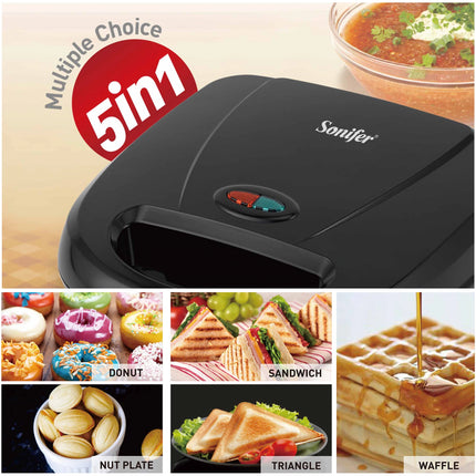 Electric Waffle Maker 7 In 1 Grill Sandwich Cake Donut Walnut Panini Plate Cooking Kitchen Appliances Toaster Breakfast Machine