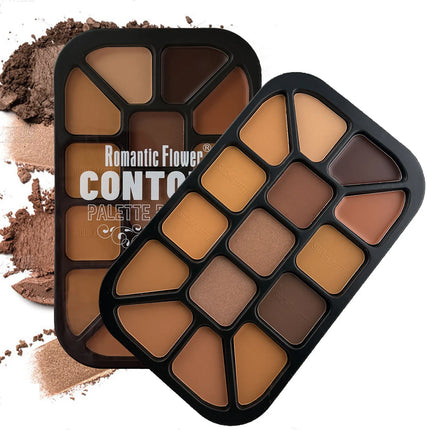 15-Color Face Contour Powder Palette Matte Highlighter Natural Shading Concealer Wet & Dry Formula for Face Sculpting Makeup