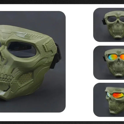 Cycling Colorful Goggles Motorcycle Skull Mask Riding Windproof Full Face Mask Paintball Game Tactical Protective Helmet Mask