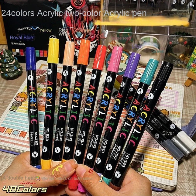Professional Art Use 24-120 Colors Acrylic Paint Markers, Dual-Tip Fine and Brush Tip Pens, Suitable for Stone, Wood, Calligraphy