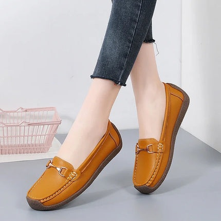 Vulcanize Women Shoes Flats Leather Moccasins Sneakers Designer Shoes for Women Slip-on Loafers Female Boat Shoes Big Size 43