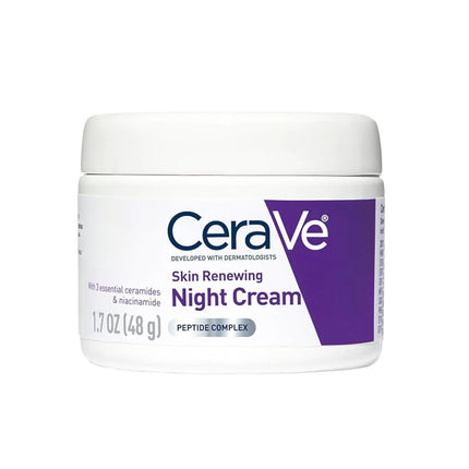 CeraVe Skin Renewing Night Facial Moisturizer with Peptide Complex Hyaluronic Acid & Ceramides, Daily Face Cream Care 1.7 Ounce