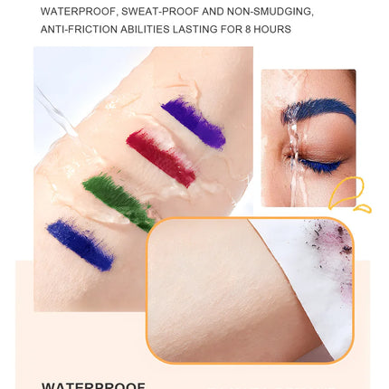 6 Color/Set Colored Mascara Cream Blue Green Lasting Waterproof Mascara Curling Eyelashes Thick Curl 3D Non-smudding Mascara