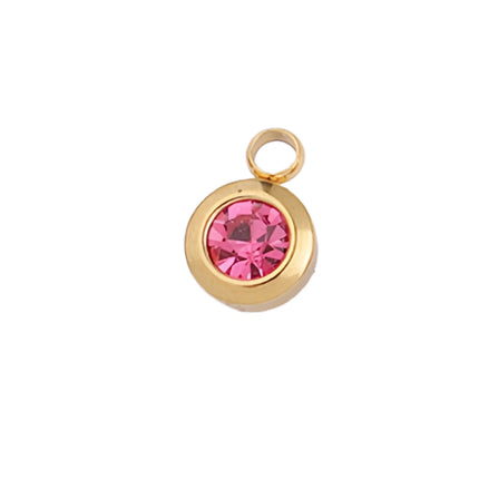 6.5mm Gold Titanium Steel Zodiac Sign Birthstone Pendant Charm Lucky Birthday Stone Cup Drill Point for DIY Jewelry Making