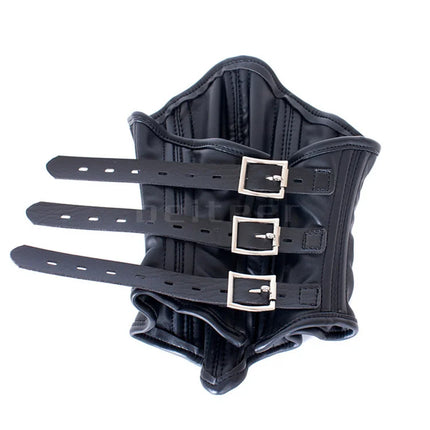 PU Leather Neck Corset Collar Restraint Bondage Locking Roleplay Face Cover Mouth Slave Adult Sex Toys for Couples