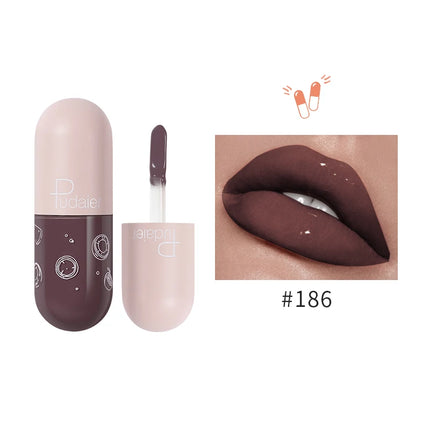Pudaier mini capsule lip glaze, non-stick and non-fading lip gloss, mirror-finished moisturizing lip gloss