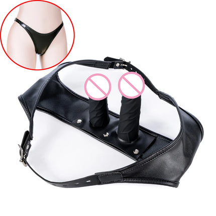 2026 New Upgrade Leather Strapon Harness Panties Strap On Silicone Double Dildo Anal Butt Plug For Women Lesbian Masturbation