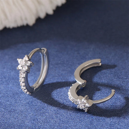 Fashion Stainless Steel Zircon Star Hoops Earrings For Women Vintage Crystal Zirconia Circle Earrings Punk Unisex Rock Jewelry