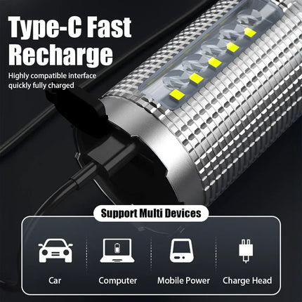 Super Bright LED Flashlight USB Rechargeable Torch Telescopic Zoom Handheld Flashlight Outdoor Camping Emergency Fishing Lantern