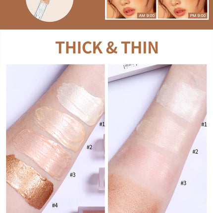Lakerain Face Liquid Highlighter Waterproof Sweat-proof Long-lasting Golden Bronze Body Highlighter Fit&Smooth Brightening Fluid