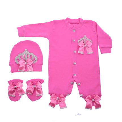 Original UK Prince Take Me Home Outfit Baby Crown Jewels set Baptism Bling Outfit Rubybelleb Light Blue 3pcs Layette Swaddle Set