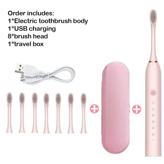 Sonic Electric Toothbrush for Adults with Smart Timer, Teeth Cleaning, Whitening, Fast USB Rechargeable Toothbrush, Replacement Head