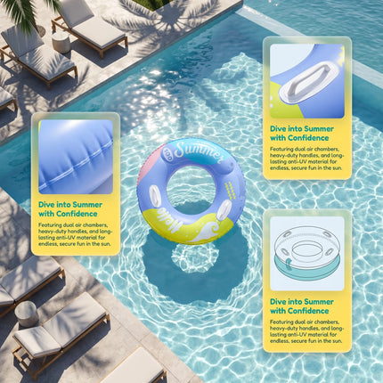 1PC Colourful Inflatable Swim Rings for Pool Parties, Floats for Adults Rings Striped Pool Float, Large Swim Ring for Adults