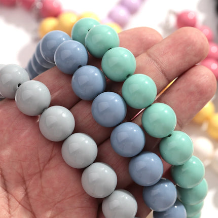 Boho Colorful Acrylic Big Ball Bead Chain Necklace Trendy Handmade Round Choker Necklaces for Women Man Statement Jewelry Gift