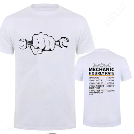 Men's T-Shirt Tops Mechanic Hourly Rate Unique Tee Shirt Male T-shirt Car Fix Engineer Graphic Design T-Shirt Clothing Gift Idea