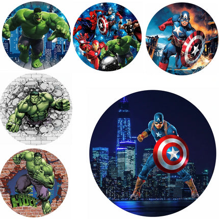 Children's birthday party surprise gift superhero Hulk Captain America theme round decorative background props stretch fabric