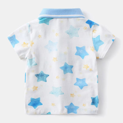 Fashion Kids Boys POLO Shirts Kids Short Sleeved T-shirt Star Print Tee Tops Toddler Polos Shirt 3 To 7Yrs Children Clothing