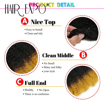6PCS Afro Kinky Curly Hair Bundles 8" Synthetic Hair Weft Curly Weave Ombre Protein fiber Marley Twist Braiding Hair Extensions