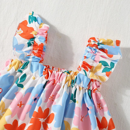 2 Pieces Set Summer Baby Girl Clothes Set Colorful Flower Printed Top with Shorts Baby Girl Korean Outfit