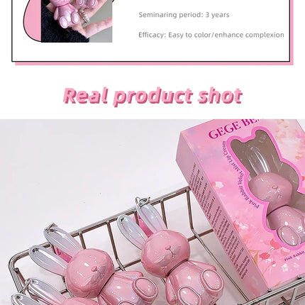 Gege Bear Pink Rabbit Velvet Matte Lip Cream Black Rabbit Water light lip glaze matte mirror pendant lipstick lip gloss