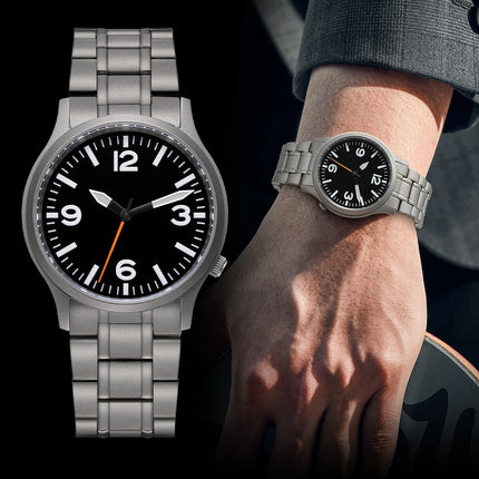BERNY Full Titanium Watches for Men Super Luminous Sapphire Sports Field Quartz Men's Watch VH31 Wristwatch 5ATM Easy Read