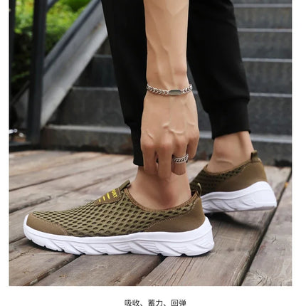 YRZL Lightweight Men Casual Shoes Breathable Slip on Male Casual Sneakers Anti-slip Men's Flats Outdoor Walking Shoes Size 39-46