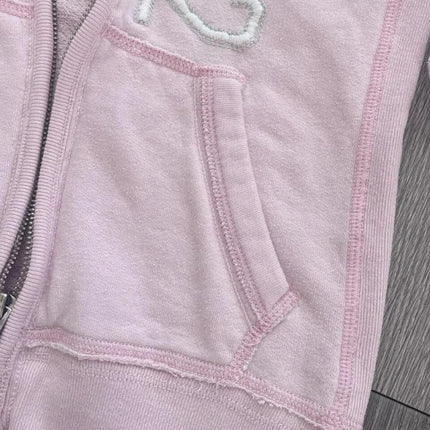 Winter Retro Pink Fur Hoodie Women's Y2K Harajuku Artificial Fur Collar Jacket Fashion Slimming Belt Hot Girl Sportswear