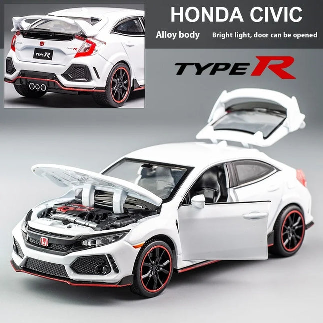1:32 Honda Civic Type-R Alloy Sports Car Diecast Metal Model Car Central Control Ornaments Miniature Car Model Kids Toys Present