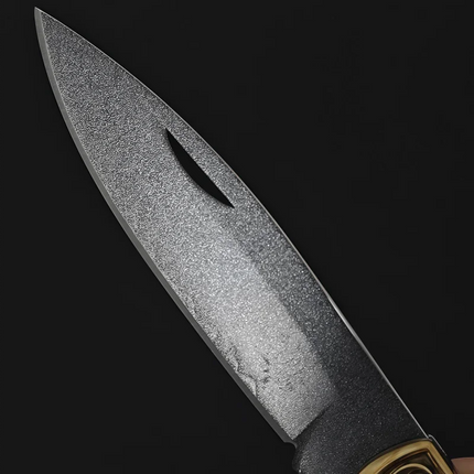 Triple-Layered Clad Steel Folding Knife - Handcrafted Outdoor Utility Blade Damascus Steel  Bushcraft Survival Fruit EDC Pocket