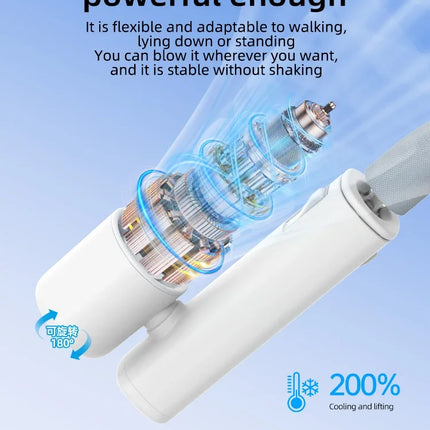 Detachable Ice-Cool Neck Fan, 360° Cooling with Freezable Ice Ring , 3 Speeds, Large Battery, Hands-Free for Outdoor, Commuting