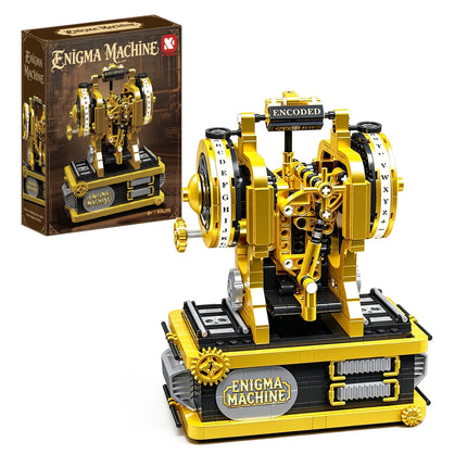 ENIGMA MACHINE Mechanical Cipher Decoder Model Kit Retro Typewriter Building Blocks Steam Punk Educational Toy Bricks for Kids G