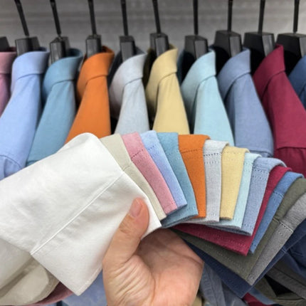 100% Cotton Corduroy Shirt - Green Long Sleeve M-4XL - Spring Autumn Slim Fit Candy Color Collection