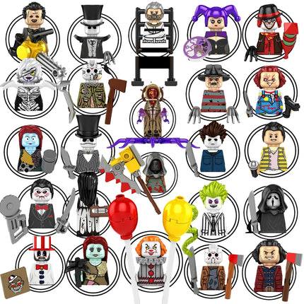 Blind Box KF6173 KF6175 KF6176 Killer Klowns Mini Figure Classic Horror Thriller Movie Building Block Model Doll Halloween Toys
