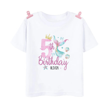Personalized Fish 1-9 Birthday Girls Shirts T-Shirt Wild Tee Party Tee Shirt Unicorn with Name Clothes Kids Fashion Tops Outfit