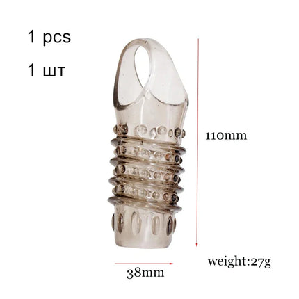 New Reusable Penis Sleeve Glans Penis Enlarger Extender Delay Ejaculation Cock Ring Sex Toys for Men Couples