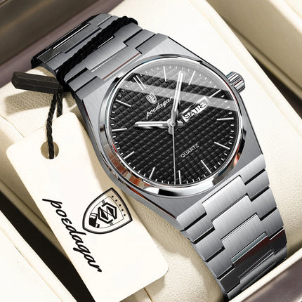 POEDAGAR Luxury Fashion Men's Watch Waterproof Stainless Steel Quartz Men Wristwatch Luminous Date Week Business Watches For Men