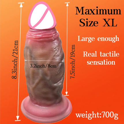 1pc 8.6inch Thrust Realistic Dildo Vibrator With 10 Telescopic And 10 Vibration Modes With Heating, Silicone Soft Realistic Remote Control Adult Sex Toy For G-spot Vibration Stimulation With Powerful Suction Cup