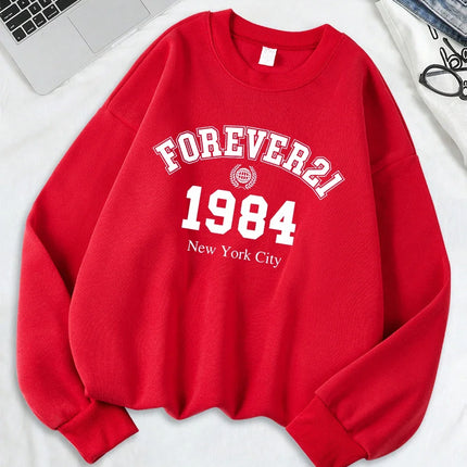 Forever 21 New York City Prints Sweatshirts Women Sporty Hoodies Warm Crewneck Tops Autumn Winter Women Clothes