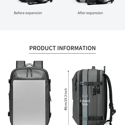 Men Travel Backpack vacuum compression 17 inch Laptop Business Large Capacity school Backpack Expanded outdoors Hiking backpack