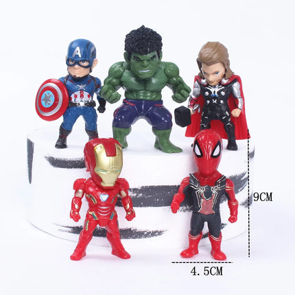 5pcs/set Marvel Avengers  Thanos Ironman Spiderman Captain American Hulk Figure Model Toys  Children's favorite gifts