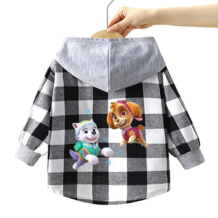 Paw Patrol Children's Hooded Shirts Kids Clothes Baby Boys Plaid Shirts Coat for Spring Autumn Girls Long-Sleeve Jacket Clothing
