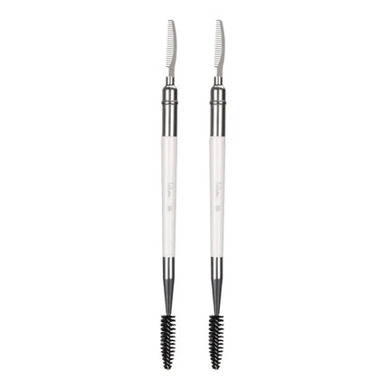 1pc Dual ended Brow Comb Makeup brush Eyebrow Make up brushes stainless steel Eye Lashes roller Eyelashes white Beauty tool 591