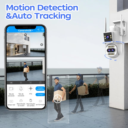 JOOAN 4K 8MP WiFi Surveillance Camera Outdoor Three-Lens Dual Screen Opticial Zoom PTZ IP Camera Auto Tracking CCTV Security Cam