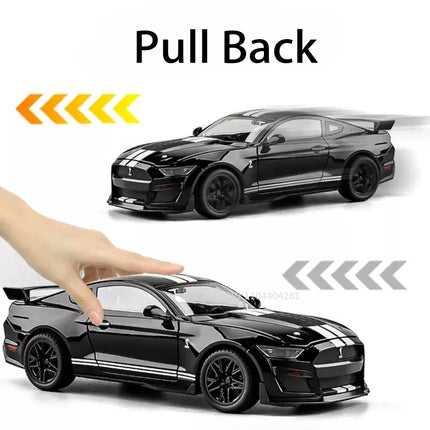 1:18 Mustang GT500 Accord Alloy Cars Diecast Models Toys 4 Doors Opened with Sound Light Pull Back Vehices Kids Birthday Present